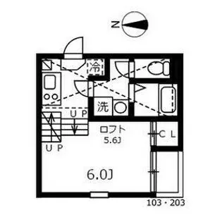 ハーモニーテラス志賀町Ⅵ【103号室】の間取り