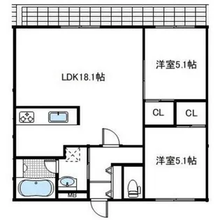 ヒルズ桜坂南【302号室】の間取り