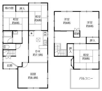 滋賀県野洲市冨波乙【一戸建】の間取り