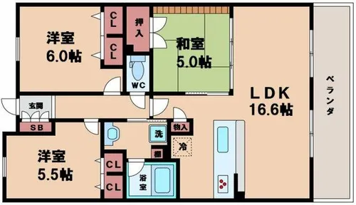 プレミスト阿倍野昭和町駅前【13階】の間取り