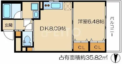 イスターナイマイ鴨川西【4階】の間取り
