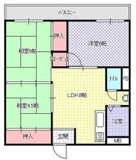 第1八幸マンション【406号室】の間取り
