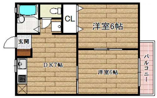 神内ハイツB棟【102号室】の間取り