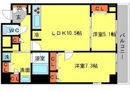 BRAVI南堀江【14階】の間取り