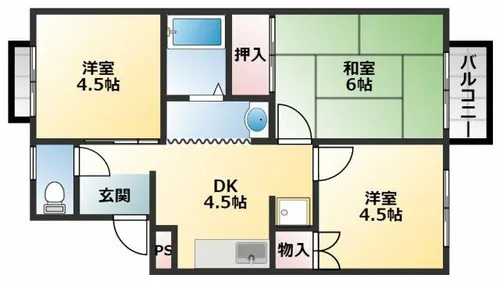 TWIN HILL松幸苑3号棟【2階】の間取り