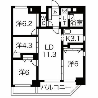 フォンターナ名昭【10階】の間取り