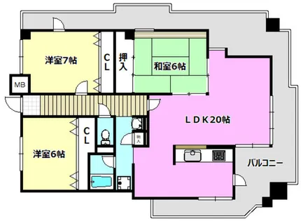 ロイヤル南茨木【6階】の間取り