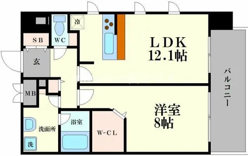レジデンス本町靭公園【14階】の間取り