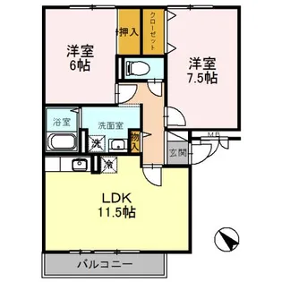 メルベーユ吉兆 A棟 (野洲市久野部)【2階】の間取り