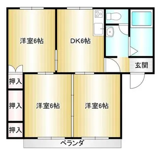 クオーレ川津【K201号室】の間取り