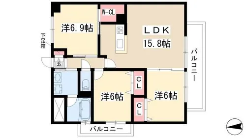 フェリーチャアイオイ【10階】の間取り