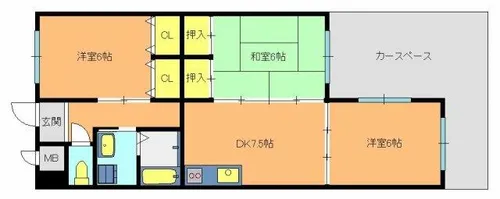 パールシャトー藤江駅前【105号室】の間取り