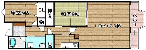 藤和コアティ高槻ハイタウンC棟【5階】の間取り