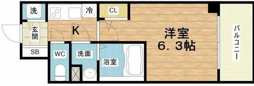 エスリードレジデンス大阪ウエストコート【6階】の間取り