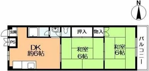 阪山ハイツA棟【2階】の間取り