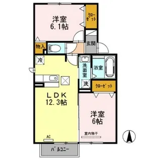 プロニティ朝日【202号室】の間取り