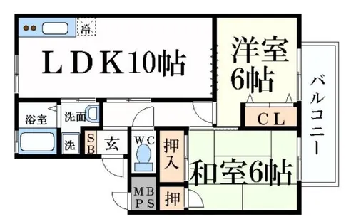 パークサイドツクダ【B203号室】の間取り