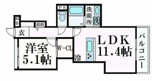 エレアージュ東姫路駅前【102号室】の間取り
