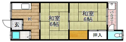 川添ハイツ【202号室】の間取り