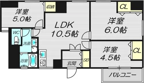 靭壱番館【8階】の間取り