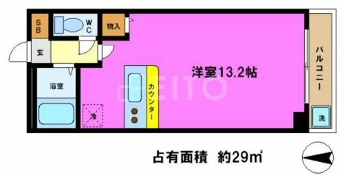 サンプラザ三越【3階】の間取り