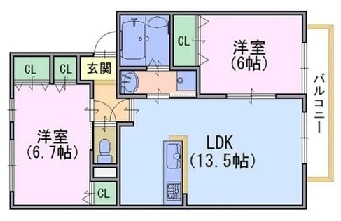 グランドール今里【105号室】の間取り
