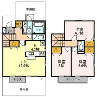 リビングタウン狭山池 H棟【1階】の間取り