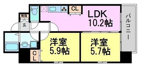 パークフラッツ尼崎【2階】の間取り
