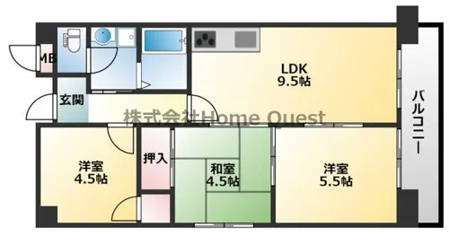 プレジデント柏原【6階】の間取り