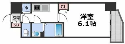 ファステート玉造駅前ダミュウ【8階】の間取り