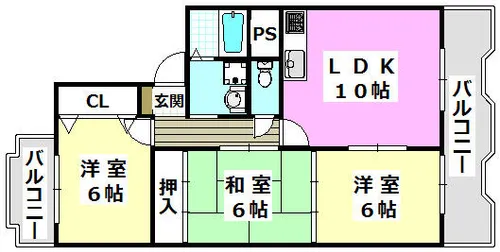 大阪府茨木市真砂1丁目【マンション】の間取り
