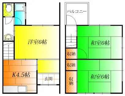 大阪府八尾市高安町北5丁目【テラスハウス】の間取り
