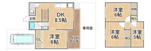 大阪府交野市松塚【テラスハウス】の間取り