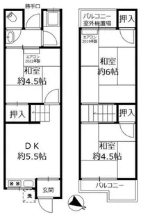 滋賀県近江八幡市中小森町【テラスハウス】の間取り