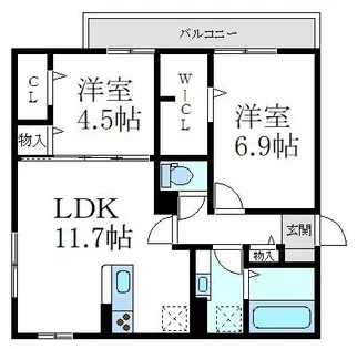 アリビオ立花【2階】の間取り