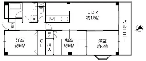 ロイヤルレインボー中主205号室【2階】の間取り