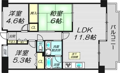 クラウンハイム東淀川弐番館【2階】の間取り