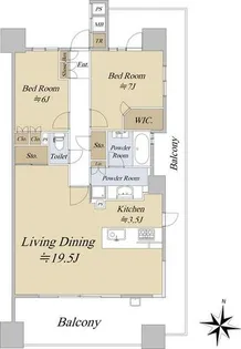 プラウドタワー久屋大通【19階】の間取り