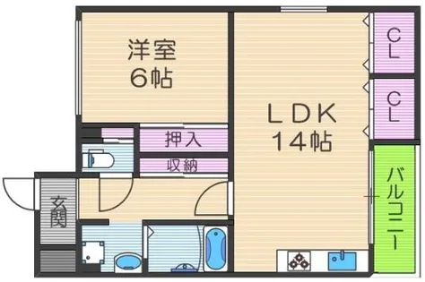 戎フルール谷九【2階】の間取り