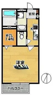 ハイツ・レジデンス西山【105号室】の間取り