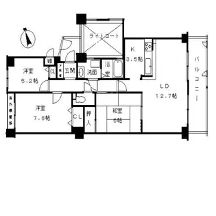 神戸北町ソレアードコートB棟【409号室】の間取り