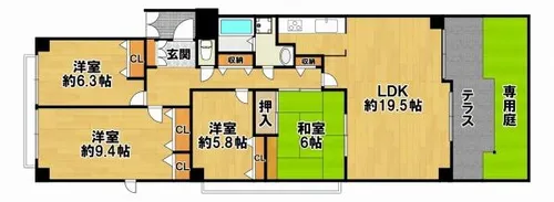 ガーデンコート神戸三田C棟【101号室】の間取り