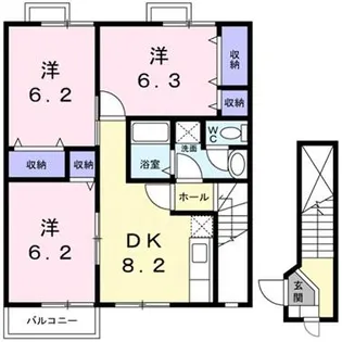 ミーツハオスA 野洲市小篠原【2階】の間取り