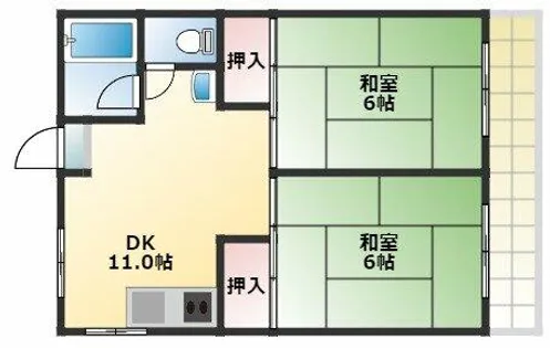 ホワイトハウス【2b号室】の間取り