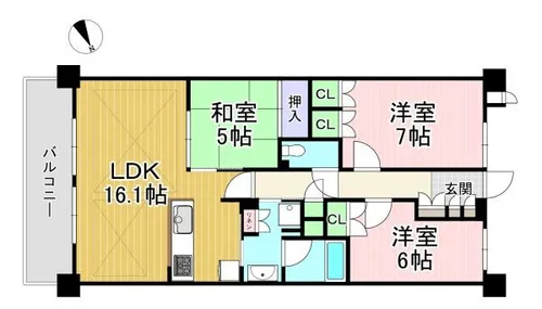 グリーンフォート長岡京 628号【6階】の間取り