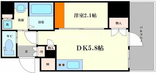 ソルテラス阿波座ウィズ【7階】の間取り