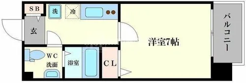 REI難波西【6階】の間取り