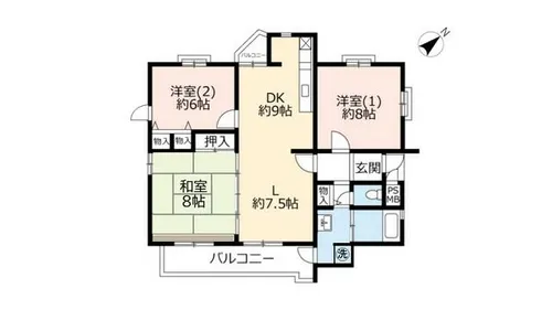 UR平城右京【0300303号室】の間取り