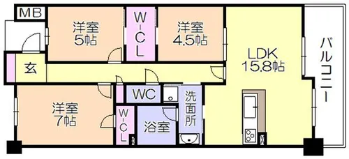 ライオンズ六ッ門サンリヤンタワー【16階】の間取り