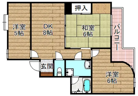 ドムス西高槻【201号室】の間取り